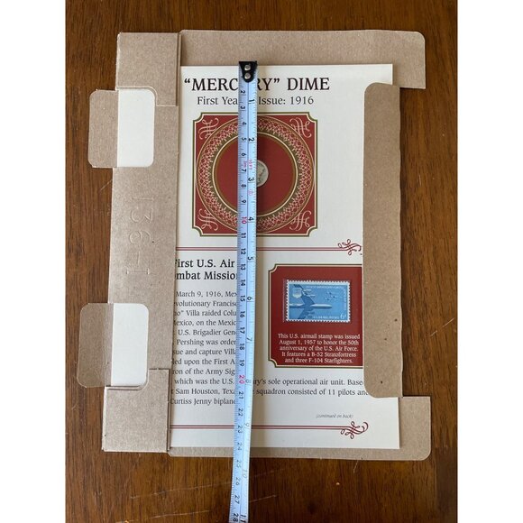 1916 Mercury Dime & 1957 Air Mail Stamp Collectors Set - Picture 5 of 6